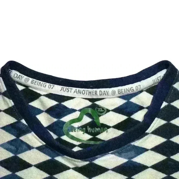 BEING HUMAN Men Geometric Print Round Neck 100% Cotton Longsleeve Shirt XL - Picture 6 of 8